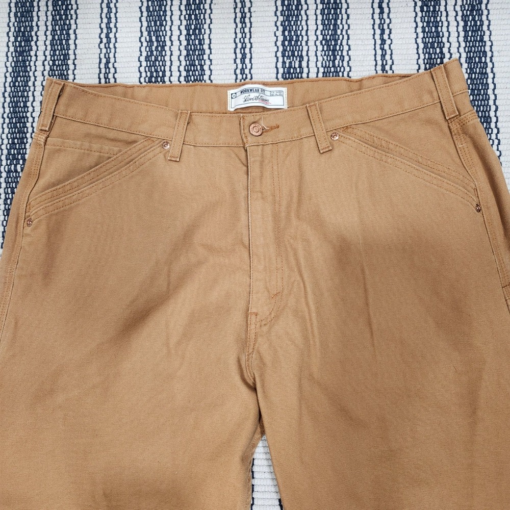 Levi Strauss Signature Mens 40x30 Brown Duck Canvas Carpenter Workwear Pants - Picture 2 of 8